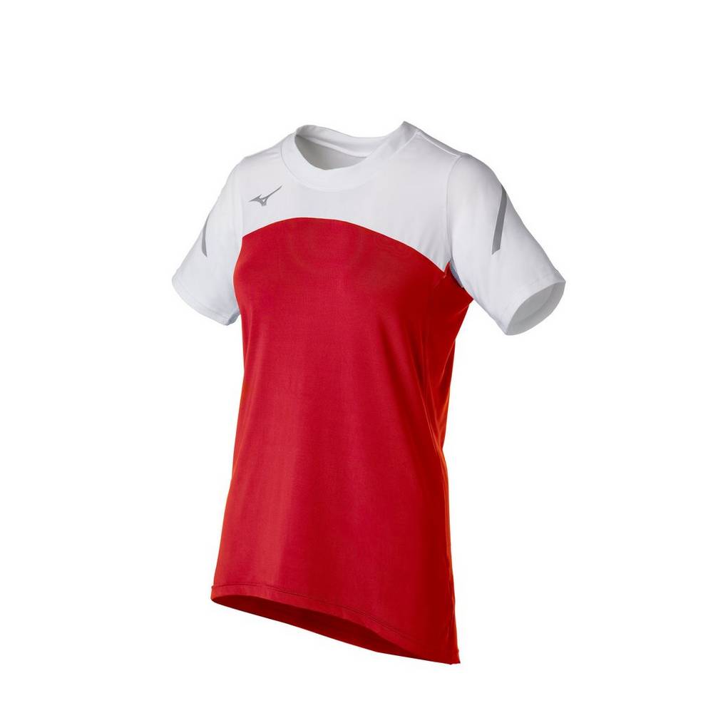 Mizuno Techno VII Short Sleeve Női Mezek Piros/Fehér YLD842731